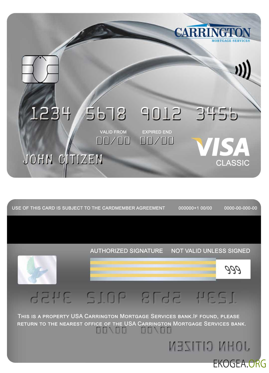 Carte visa classique de la banque USA Carrington Mortgage Services